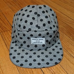 Gray and black polka dot flat brim hat